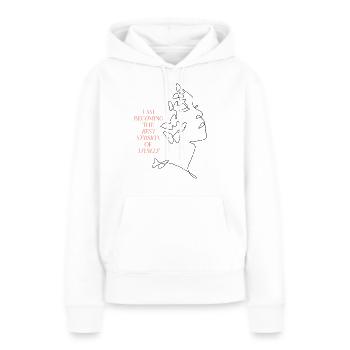 Meilleure version de moi-même - Sweat à capuche Premium bio Femme - blanc - Devant - Julia (174cm)