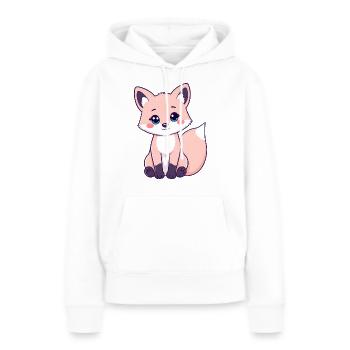 Neugieriger roter getigerter Fuchs mit auffälligen rosa Wangen - Frauen Premium Bio Hoodie - Weiß - Vorne - Julia (174cm)