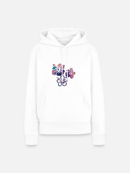 Blume,Lotus, kolibri,Malerei,blau,Blumen,lila - Frauen Premium Bio Hoodie - Weiß