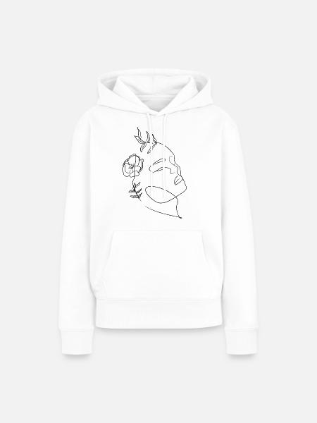 Lineart Design Frauengesicht - Frauen Premium Bio Hoodie - Weiß