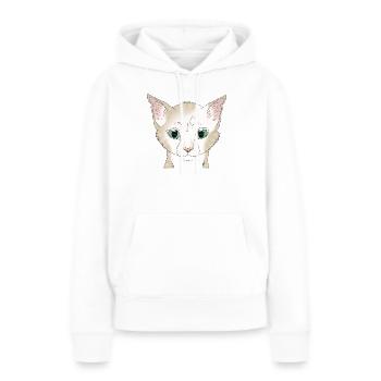 Katze weiß beige - Frauen Premium Bio Hoodie - Weiß - Vorne - Julia (174cm)