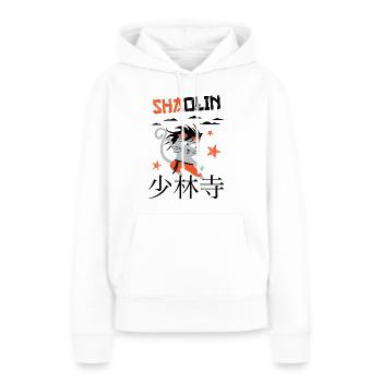 Funny Cat, Shaolin Drôle de Chat Maitre Kung Fu - Sweat à capuche Premium bio Femme - blanc - Devant - Julia (174cm)