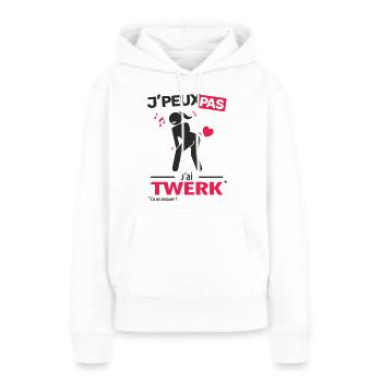 J'peux pas, j'ai twerk (version femme) - Sweat à capuche Premium bio Femme - blanc - Devant - Julia (174cm)