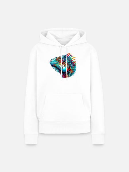 Leguan - Frauen Premium Bio Hoodie - Weiß