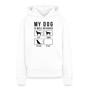 Mon chien se comporte bien - Sweat à capuche Premium bio Femme - blanc - Devant - Julia (174cm)