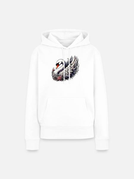 Schwan - Frauen Premium Bio Hoodie - Weiß