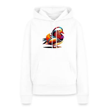 Canard mandarin - Sweat à capuche Premium bio Femme - blanc - Devant - Julia (174cm)