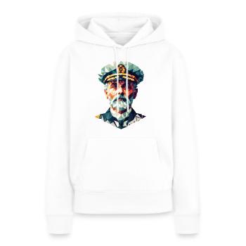 Portrait Capitaine Edward Smith Art Polygone - Sweat à capuche Premium bio Femme - blanc - Devant - Julia (174cm)