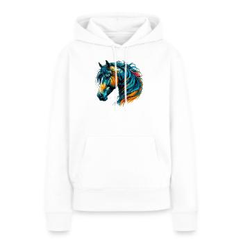 Cheval - Sweat à capuche Premium bio Femme - blanc - Devant - Julia (174cm)