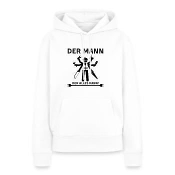 Der Mann, der alles kann - Handwerkerhumor SM - Frauen Premium Bio Hoodie - Weiß - Vorne - Julia (174cm)
