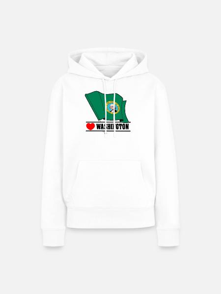Flagge Washington Herz WASHINGTON - Frauen Premium Bio Hoodie - Weiß