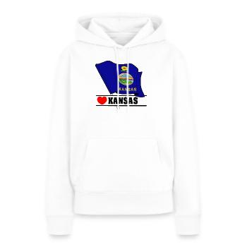Drapeau Kansas coeur KANSAS - Sweat à capuche Premium bio Femme - blanc - Devant - Julia (174cm)