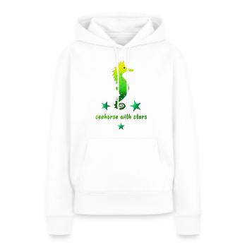Hippocampe vert avec astérisque - Sweat à capuche Premium bio Femme - blanc - Devant - Julia (174cm)