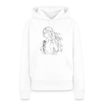 Elegant One-Line Art Woman with Rose – Minimalist - Frauen Premium Bio Hoodie - Weiß - Vorne - Julia (174cm)