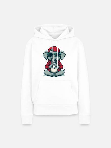 Herz-Elefant mit Style - Frauen Premium Bio Hoodie - Weiß
