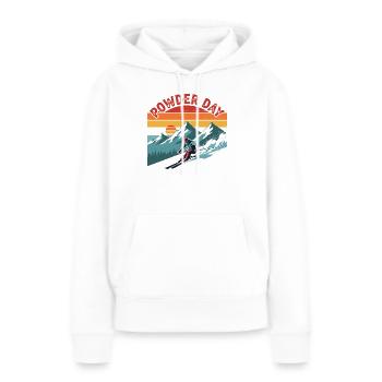 Ski Powder Day Retro Tiefschnee Wintersport - Frauen Premium Bio Hoodie - Weiß - Vorne - Julia (174cm)