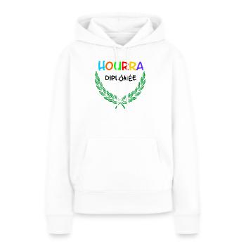 HOURRA Diplômée - Sweat à capuche Premium bio Femme - blanc - Devant - Julia (174cm)