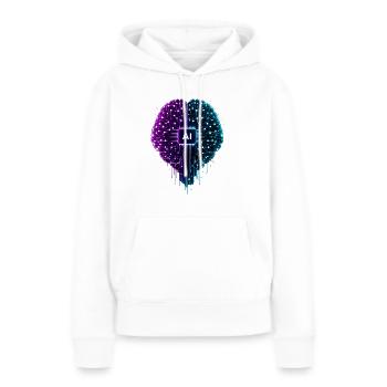 Cerveau IA néon avec motif de circuit - Sweat à capuche Premium bio Femme - blanc - Devant - Julia (174cm)