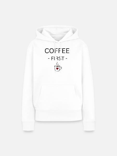 Herzbecher KaffeeLiebe - Frauen Premium Bio Hoodie - Weiß