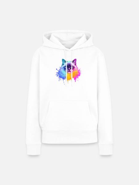 Heilige Birma Aquarell Illustration - Frauen Premium Bio Hoodie - Weiß