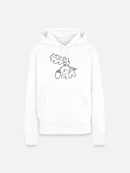 Eichenzweig mit Eichel – Eiche Blätter - Frauen Premium Bio Hoodie - Weiß