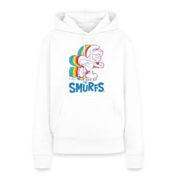 Schlümpfe Design Mit Schlumpfine Auf Rollschuhen - Frauen Premium Bio Hoodie - Weiß - Vorne - Julia (174cm)