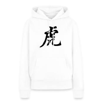Caractères chinois - Sweat à capuche Premium bio Femme - blanc - Devant - Julia (174cm)