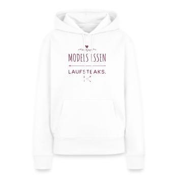 Models essen Laufsteaks --- Neues, tolles T-Shirt - Frauen Premium Bio Hoodie - Weiß - Vorne - Julia (174cm)