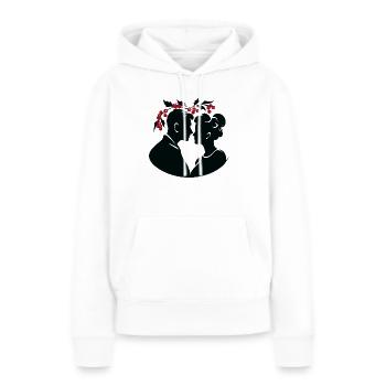 Sous le gui - Sweat à capuche Premium bio Femme - blanc - Devant - Julia (174cm)