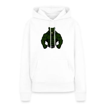 Ours Comic Fit - Sweat à capuche Premium bio Femme - blanc - Devant - Julia (174cm)