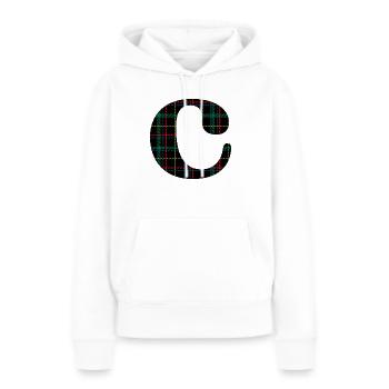 Monogramme c tartan écossais - Sweat à capuche Premium bio Femme - blanc - Devant - Julia (174cm)
