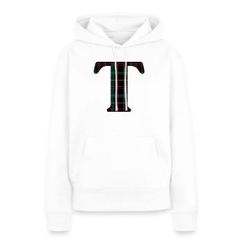 Monogramme t tartan écossais - Sweat à capuche Premium bio Femme - blanc - Devant - Julia (174cm)