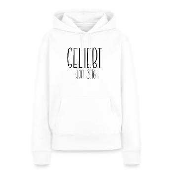 bien-aimé - Sweat à capuche Premium bio Femme - blanc - Devant - Julia (174cm)