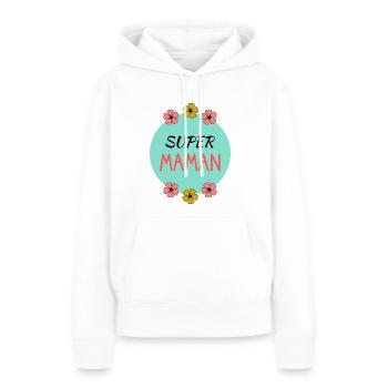 BONNE FÊTE. FÊTE DES MÈRES. FÊTE DES PÈRES. FÊTE - Sweat à capuche Premium bio Femme - blanc - Devant - Julia (174cm)