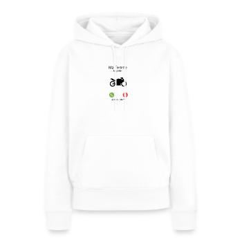 Motorcyklen ringer til mig! - Dame Premium hoodie, økologisk bomuld - hvid - Foran - Julia (174cm)