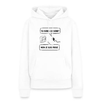 tu sors ce soir - Sweat à capuche Premium bio Femme - blanc - Devant - Julia (174cm)
