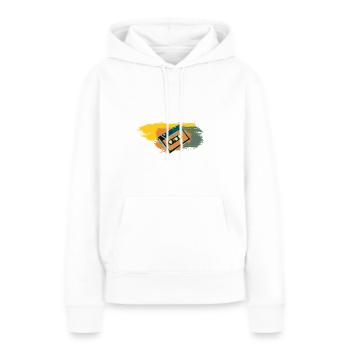 Cassette - Sweat à capuche Premium bio Femme - blanc - Devant - Julia (174cm)