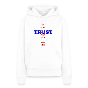 T-shirts Croix Chrétienne. Croix Romaine. - Sweat à capuche Premium bio Femme - blanc - Devant - Julia (174cm)