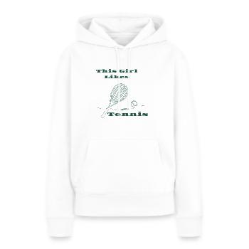 Cette fille aime le tennis - Sweat à capuche Premium bio Femme - blanc - Devant - Julia (174cm)