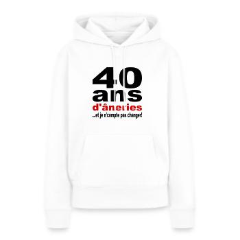 40 ans / anniversaire 40 ans / t-shirt 40 ans - Sweat à capuche Premium bio Femme - blanc - Devant - Julia (174cm)