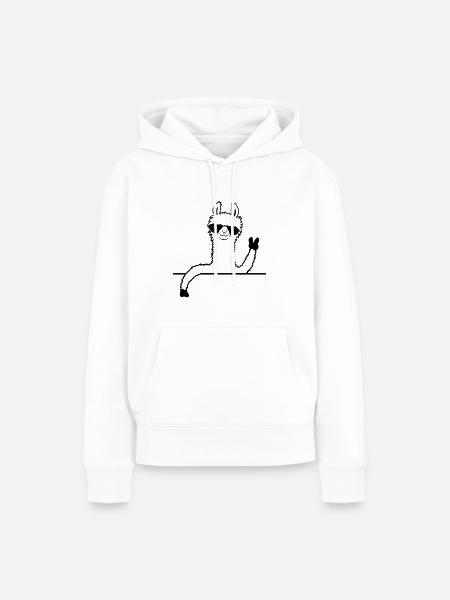 Sonnenbrille Lama Comic - Frauen Premium Bio Hoodie - Weiß