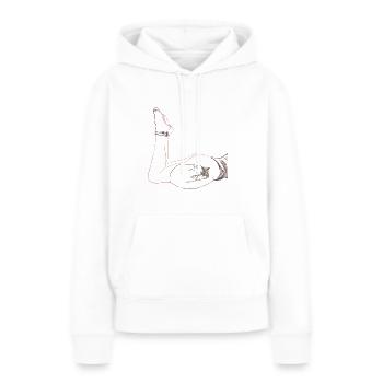 Home sweet home, je chill avec mon chat - Sweat à capuche Premium bio Femme - blanc - Devant - Julia (174cm)