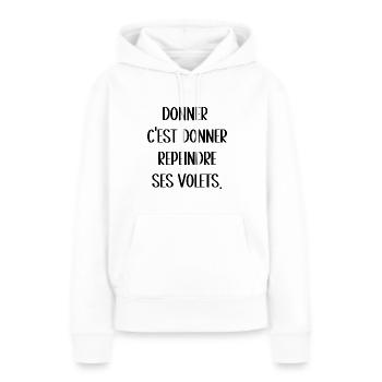 donner c'est donner - Sweat à capuche Premium bio Femme - blanc - Devant - Julia (174cm)