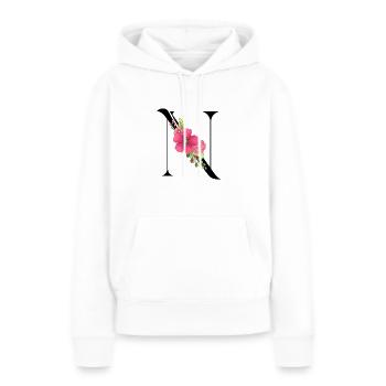 Eleganter Buchstabe 'T' mit Blumen - Frauen Premium Bio Hoodie - Weiß - Vorne - Julia (174cm)