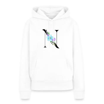 Eleganter Buchstabe 'T' mit Blumen - Frauen Premium Bio Hoodie - Weiß - Vorne - Julia (174cm)