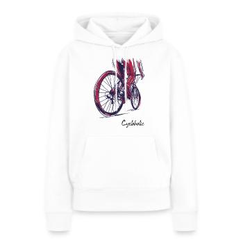 Cycloholic Rennradfahrer Bike Zeichnung - Frauen Premium Bio Hoodie - Weiß - Vorne - Julia (174cm)