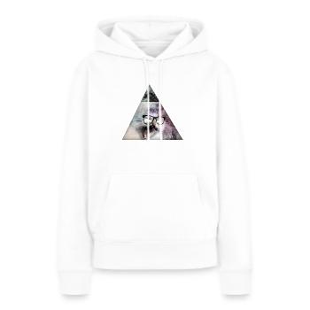 hipster moustache triangle cat swag style - Sweat à capuche Premium bio Femme - blanc - Devant - Julia (174cm)