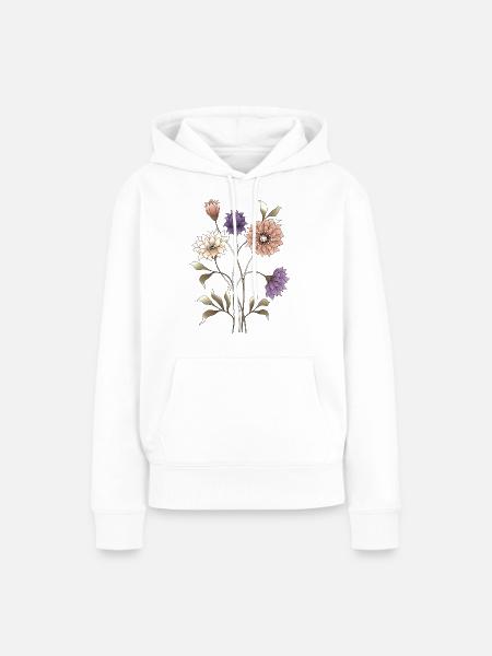 Blumen - Frauen Premium Bio Hoodie - Weiß
