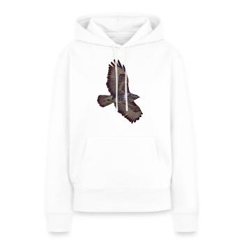 Buse en vol - Sweat à capuche Premium bio Femme - blanc - Devant - Julia (174cm)