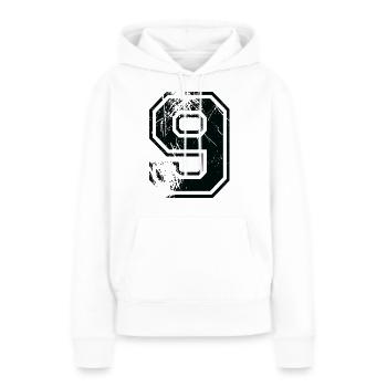 Numero 9 Équipe Foot baseball basket université - Sweat à capuche Premium bio Femme - blanc - Devant - Julia (174cm)